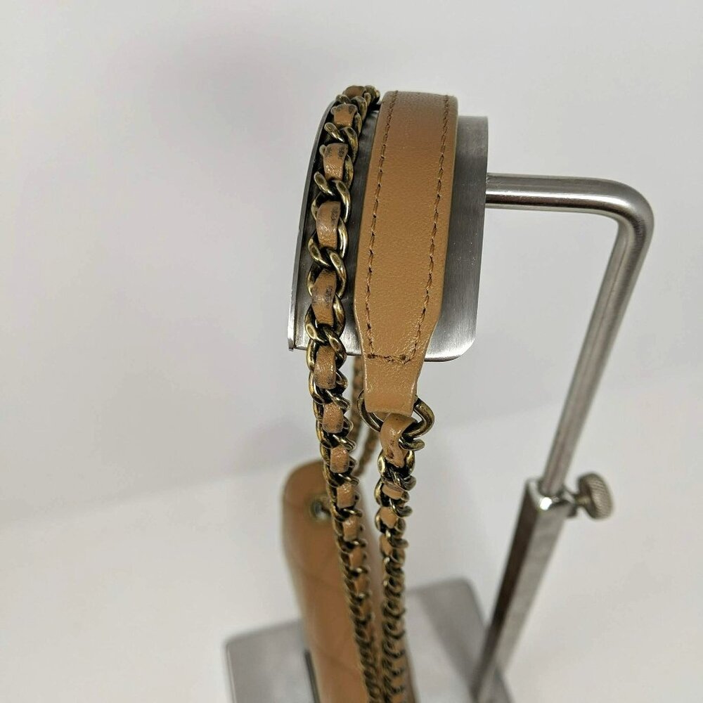 Chanel Flap Bag Tan Beauty Lock Chain Strap Shoulder Quilted Crossbody - Picture 11 of 16
